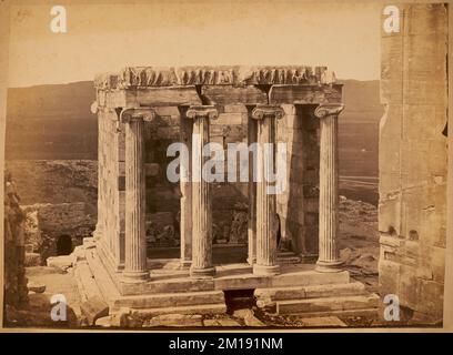 Tempel des flügellosen Sieges, griechische Tempel, archäologische Stätten, Tempel der Athena Nike Athens, Griechenland. Nicholas Catsimpoolas Kollektion Stockfoto