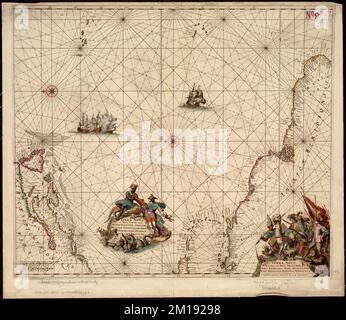 Terra nova, ac maris tractus circa Novam Franciam, Angliam, Belgien, Venezuelam Novam, Andalusiam, Guianan, et Brasiliam - Terra neuf, en de custen van Nieu Vranckryck, Nieu Engeland, Nieu Nederland, Nieu Andalusia, Guiana en Venezuela , Seekarten, Nordatlantik, frühe Arbeiten bis 1800, Nordatlantik, Karten, frühe Arbeiten bis 1800 Norman Leventhal Map Center Collection B. Stockfoto