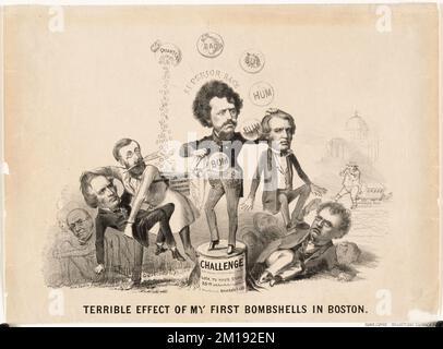 Schreckliche Auswirkungen meiner ersten Bombenanschläge in Boston, Abolitionisten, Gouverneure, öffentliche Reden, Rassismus, Zug, George Francis, 1829-1904, Sumner, Charles, 1811-1874, Andrew, John A. John Albion, 1818-1867, Wilson, Henry, 1812-1875 Stockfoto