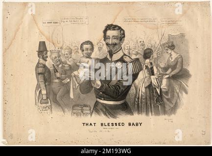 Das gesegnete Baby, Herrscher, Eugénie, Kaiserin, Gemahl von Napoleon III., Kaiser der Franzosen, 1826-1920, Napoleon III., Kaiser der Franzosen, 1808-1873, Louis Napoléon, Prinz Impérial der Franzosen, 1856-1879 Stockfoto