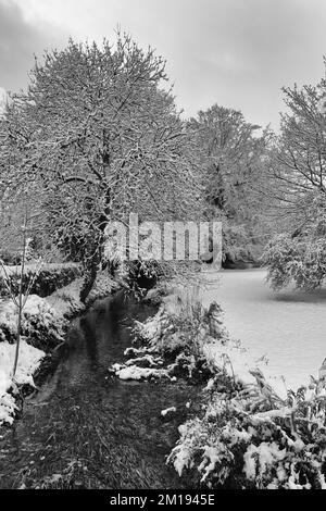 Szenen in Cirencester während des letzten Schneefalls. Eine ehemalige römische Stadt und historische Wool Trade Town Stockfoto