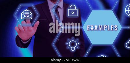 Handgeschriebene Schilderbeispiele. Foto der Geschäftsidee Beispielmodell, das der Erklärung des Leitfadens folgt Stockfoto