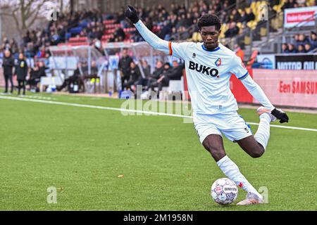 Niederlande. 11.. Dezember 2022. IJMUIDEN, NIEDERLANDE - DEZEMBER 11: Delvechio Blackson von Telstar während des niederländischen Keukenkampioendivisie-Spiels zwischen Telstar und dem FC Den Bosch im Telstar-Stadion am 11. Dezember 2022 in Ijmuiden, Niederlande (Foto von Kees Kuijt/Orange Pictures). Credit: Orange Pics BV/Alamy Live News Stockfoto