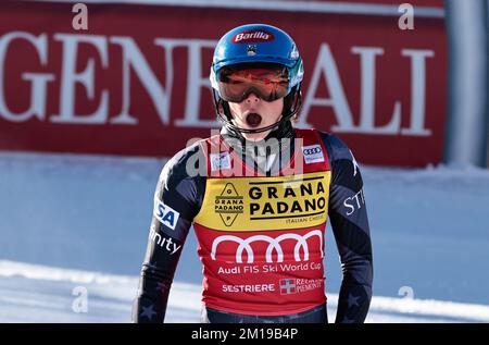 Sestriere, Italien. 11.. Dezember 2022. SKIFAHREN - FIS SKI WORLD CUP, Women's Slalom Sestriere, Piemonte, Italien SHIFFRIN Mikaela 2Â° Place Credit: Independent Photo Agency/Alamy Live News Stockfoto