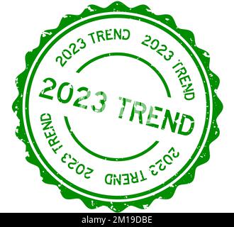 Grunge Green, 2023 Trendwort, runder Gummidichtungsstempel auf weißem Hintergrund Stock Vektor