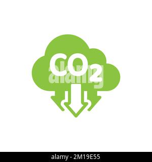 Vektorsymbol für CO2-Punktewolken und Pfeile. Symbol „Kohlendioxidverschmutzungszyklus gefüllt“. Stock Vektor