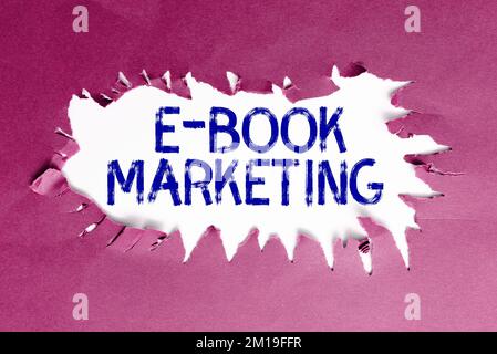 Textüberschrift zur Präsentation von E-Book-Marketing. Digitale Datei für den Geschäftsansatz, die auf jedem kompatiblen Computer verwendet werden kann Stockfoto