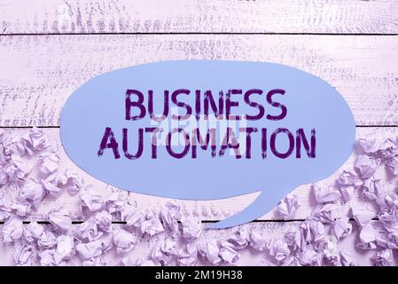 Inspiration mit Signage Business Automation. Das Internet-Konzept für die digitale Transformation wurde für Einfachheit optimiert Stockfoto