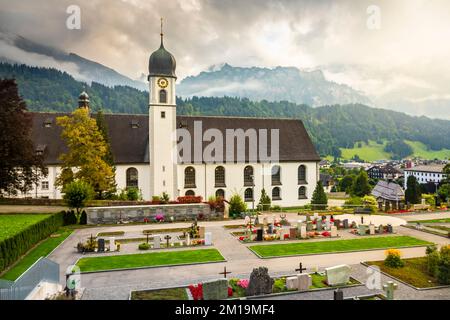Idyllische Landschaft des Dorfes Engelberg, Obwalden, Schweizer Alpen, Schweiz Stockfoto