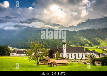 Idyllische Landschaft des Dorfes Engelberg, Obwalden, Schweizer Alpen, Schweiz Stockfoto