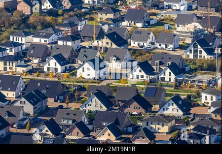 Luftaufnahme, Neubau Wohnpark Schulze-Everding Einfamilienhaus Everdings Hof im Bezirk Bockum-Hövel in Hamm, Stockfoto