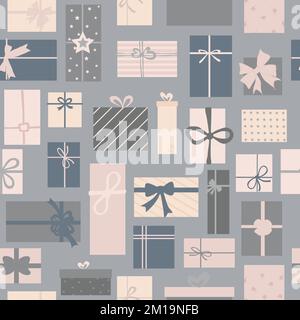 Geschenkbox für Weihnachten mit nahtlosem Muster Stock Vektor