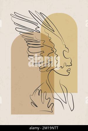 Minimalistische Illustration mit Frau und Flügeln. Sternzeichen Virgo. Stock Vektor