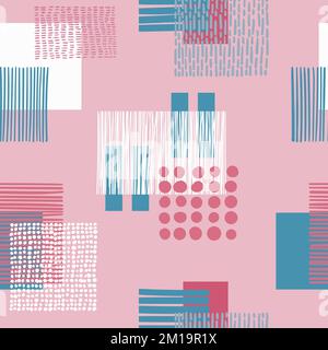 Abstrakte quadratische Formen handgezeichnetes nahtloses Muster Stock Vektor