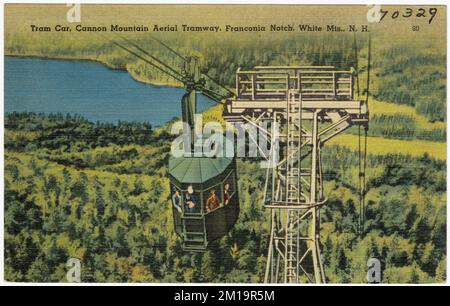 Straßenbahn, Cannon Mountain Aerial Tramway, Franconia Notch, White Mts., N.H. , Berge, Tichnor Brothers Collection, Postkarten der Vereinigten Staaten Stockfoto