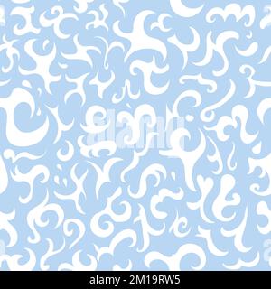 Handgezeichnetes weißes auf blauem abstraktem Vektormuster Stock Vektor