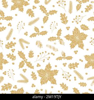 Golden Christmas Holiday Vector nahtloses Muster Stock Vektor