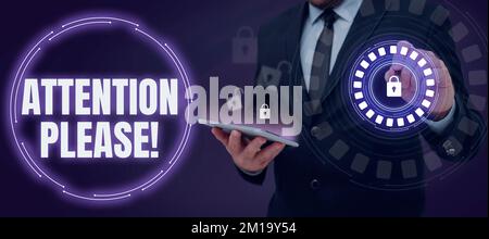 Handschriftlich auf ein Schild, Achtung. Geschäftsinitiative, wie man sich anzieht, wenn es etwas zu verkünden gibt Stockfoto