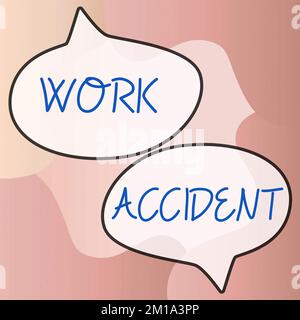 Handgeschriebenes Schild Arbeitsunfall. Geschäftsüberblick Fehler Verletzung am Arbeitsplatz passiert verletzt Stockfoto