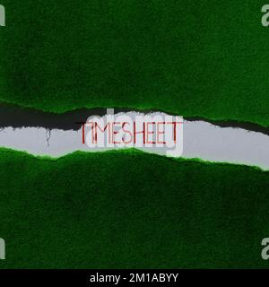 Handschriftliches Schild Stundennachweis. Grafische Darstellung des Geschäftskonzepts der Periodenzeit, in der Ereignisse markiert werden Stockfoto