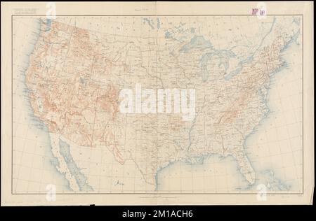 Konturkarte der Vereinigten Staaten , Vereinigte Staaten, Karten Norman B. Leventhal Map Center Collection Stockfoto