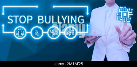 Schreiben Text anzeigen Stop Bullying. Geschäftsansatz bekämpfen und eliminieren Sie dieses aggressive, inakzeptable Verhalten Stockfoto