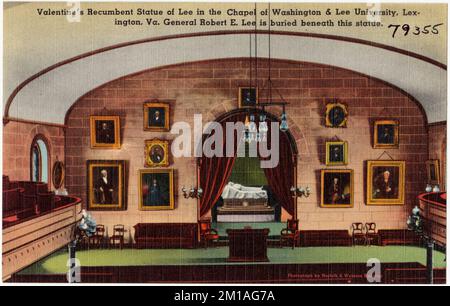 Valentine's Recumbent Statue of Lee in der Chapel of Washington & Lee University, Lexington, Virginia General Robert E. Lee ist unter dieser Statue begraben. , Universitäten und Hochschulen, Tichnor Brothers Collection, Postkarten der Vereinigten Staaten Stockfoto