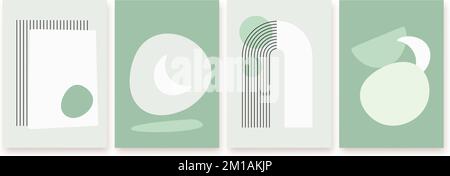 Dekorative abstrakte Bannervorlagen. Geometrische Formen moderne Abdeckungen, Linien und verschiedene Formen. Satz mit Vektorhintergrund und trendigen Postern Stock Vektor