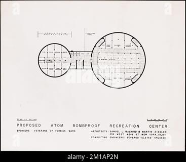 Die VFW schlug Atom Bombproof Recreation Center vor, Unterkünfte, Architekturzeichnungen, Zivilschutz. Aufzeichnungen des Amtes für Zivilschutz und Mobilisierung der Verteidigung Stockfoto