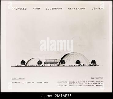 Die VFW schlug Atom Bombproof Recreation Center vor, Unterkünfte, Architekturzeichnungen, Zivilschutz. Aufzeichnungen des Amtes für Zivilschutz und Mobilisierung der Verteidigung Stockfoto