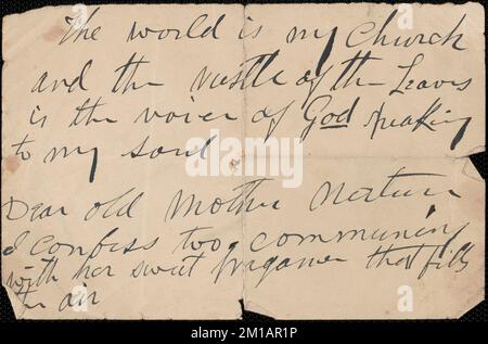 Autogrammnotiz, Bredon's Norton, Worcestershire, eng?, ungefähr 1901-1927, Feministinnen, Usa, Suffragisten. Victoria Woodhull Martin Papers Stockfoto