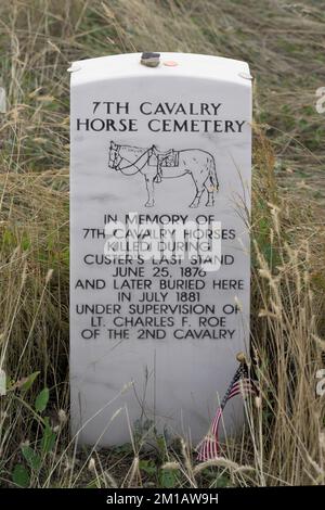 7. Cavalry Horse Cemetery am Little Bighorn Battlefield National Monument auf der Battlefield Tour Road in Crow Agency, Montana Stockfoto