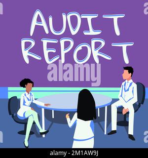 Text, der den Inspiration Audit Report zeigt. Geschäftsbeispiele eine Beurteilung des vollständigen finanziellen Status eines Unternehmensvermögens Stockfoto