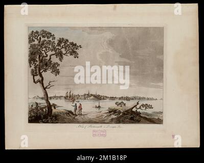 Blick auf Portsmouth in Piscataqua River , New Hampshire, Geschichte, Revolution, 1775-1783, Bildwerke, frühe Werke bis 1800, Portsmouth N.H., Bildwerke, frühe Werke bis 1800 Norman B. Leventhal Map Center Collection Stockfoto