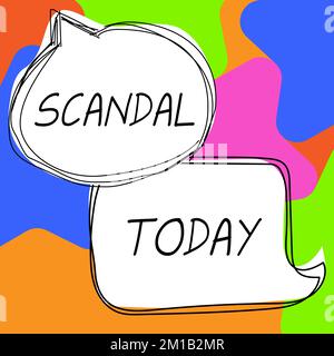 Ein Schild zeigt einen Skandal. Konzeptfoto eine Handlung oder ein Ereignis, die/das als moralisch oder rechtlich falsch angesehen wird und öffentliche Empörung verursacht Stockfoto