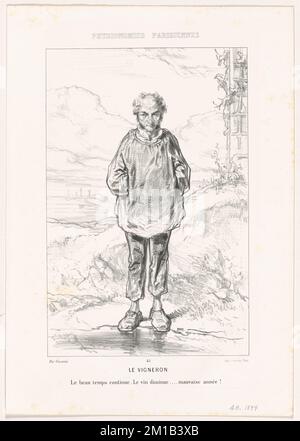 Le vigneron. - Le Beau temps weiter, le Vin diminue... Mauvaise année! ,. Paul Gavarni (1804-1866). Lithografien und andere Arbeiten Stockfoto