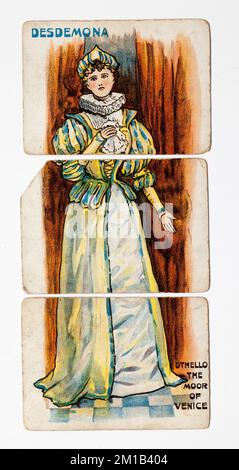 Vintage-Spielkarte Illustration von Shakespeares Desdemona aus Othello, dem Moor von Venedig Stockfoto