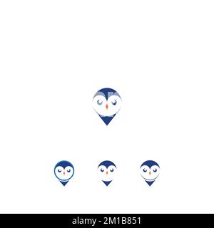 Das Owl-Logo-Symbol schützt den Flügel vor kreativem, modernem Design. Owl-Logo mit Blattsymbol. Stock Vektor