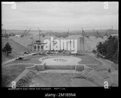 Wachusett Dam, aus dem Viadukt, Clinton, Mass., 1. September, 1904 , Wasserwerke, Dämme, Baustellen Stockfoto