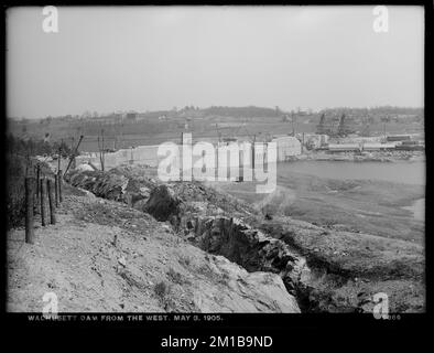 Wachusett Dam, aus dem Westen, Clinton, Mass., Mai 3, 1905 , Wasserwerke, Dämme, Baustellen Stockfoto