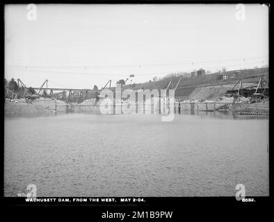 Wachusett Dam, aus dem Westen, Clinton, Mass., Mai 2, 1902 , Wasserwerke, Dämme, Baustellen Stockfoto