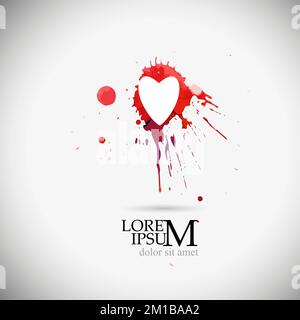 Weißes Herzsymbol auf einem Farbfleck. Vektordarstellung Stock Vektor