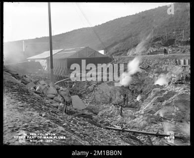 Wachusett Dam, südliches Ende der Hauptrübe, aus Nordosten, Clinton, Mass., November 16, 1899 , Wasserwerke, Reservoirs, Wasserverteilungsstrukturen, Dämme, Baustellen Stockfoto