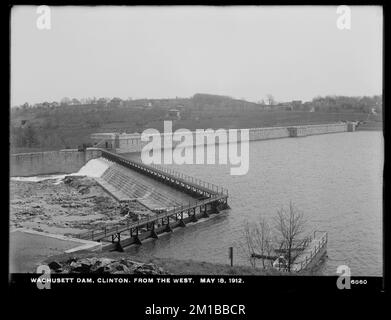 Wachusett Dam, Waste Weir, aus dem Westen, Clinton, Mass., Am 18. Mai 1912, Wasserwerke, Dämme, Überläufe Stockfoto