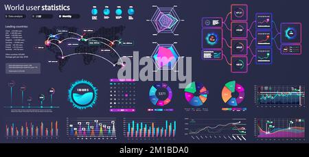 Moderne Visualisierungsdaten für UI, Web, App. Futuristische Dashboard-Infografiken Stock Vektor