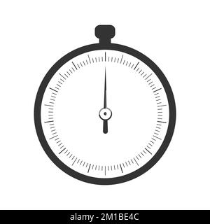 Chronometer mit runder Messskala und Pfeil. Vorlage für Barometer, Kompass, Tachometer, Manometer, Pegelmessgerät isoliert auf weißem Hintergrund. Grafische Vektordarstellung. Stock Vektor