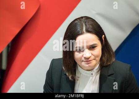 Sviatlana Tsikhanouskaya, die Anführerin der belarussischen demokratischen Bewegung und Präsidentin des Koordinierungsrates von Belarus. Danzig, Polen © Wojc Stockfoto