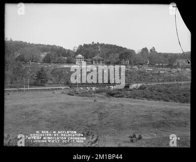 Wachusett Reservoir, Umzug Worcester Street, Ort der West Boylston Kreuzung, nach Nordosten, West Boylston, Massachusetts, 17. Oktober, 1902 , Wasserwerke, Reservoirs, Wasserverteilungsstrukturen, Baustellen Stockfoto