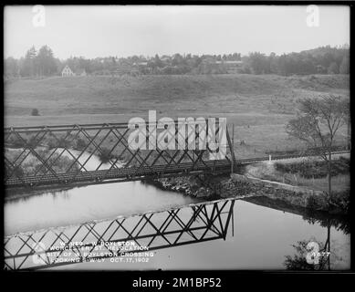 Wachusett Reservoir, Umzug Worcester Street, Ort der West Boylston Kreuzung, nach Südwesten, West Boylston, Massachusetts, 17. Oktober, 1902 , Wasserwerke, Reservoirs, Wasserverteilungsstrukturen, Baustellen Stockfoto