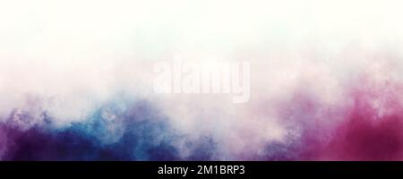 Abstrakte blaue lila Farbe Rauch oder Nebel auf weißem Hintergrund Bunte künstlerische Aquarellverlauf Farbe Wolke Nebel Smog Rauch Dampf Dampf Textur Stockfoto